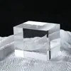 Adorno de Cubo de Cristal Transparente Blanco en Blanco Sólido de Vidrio Artesanía Puede Grabar Palabras Dentro Personalizar LOGOTIPO Al Por Mayor