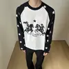 2026 Universo Independiente Retro Americano Estrella Ecuestre Manga Larga Raglán Bloque de Color Holgada Versátil Casual Camiseta