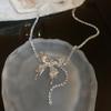 Colar Borboleta com Franja Cravejado de Diamantes Personalizado de Luxo Leve Alto Padrão Moda Estilo Frio Elegante Nicho Corrente para Clavícula para Mulheres