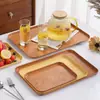 Bandeja imitación paja de trigo con patrón de roble rectangular para postre, fruta, juego de té, barbacoa, brochetas fritas, bandeja de gran capacidad