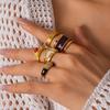 Anillo Abierto Geométrico con Textura Cepillada Incrustado de Diamantes Retro Europeo y Americano Joyería de Mano Personalizada Simple de Gama Alta de Nicho Transfronterizo