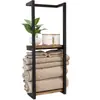 Estante de baño de dos niveles para toallas, estante de almacenamiento de baño, toallero, barra de toallas, montado en la pared, en stock, transfronterizo