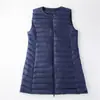 Chaqueta de Plumas Anti-temporada para Mujer Invierno Coreana Nueva Cuello Redondo Cremallera Ajustada de Corte Delgado Longitud Media Chaleco de Moda Cálido Chaleco Hombro Explosion