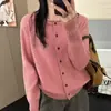 Cárdigan de punto de forro polar con diseño de oso miel, de cuello redondo, un solo botón, color liso, para mujer, perfecto para usar en capas en otoño, creando un efecto adelgazante y sirviendo como suéter o top de abrigo.