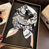 Lenço Decorativo de Seda com Estampa Geométrica Estreito de Camada Dupla para o Dia a Dia, Lenço de Cabelo Diagonal Vintage para Primavera e Verão, Fita Estreita