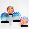 Nuevo trofeo de cristal de alta calidad medalla metal resina madera maciza colorido personal competencia empresa premio honor empresarial