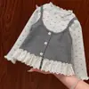 Top Floral de Moda Estilo Coreano para Niñas, Nuevo Otoño 2026, para Bebés, Diseño Súper Lindo de Dos Piezas Falsas