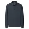 Produto popular de transmissão ao vivo: Camisa Polo masculina de outono e inverno, moda casual de negócios, top base T-shirt de manga comprida com gola para homens de meia-idade