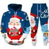 Traje navideño transfronterizo nuevo para Europa y Estados Unidos 2024 sudadera con capucha y chalecos con estampado digital 3D para otoño e invierno para hombres y mujeres
