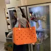 Bolsa de Playa Eva Gran Capacidad Impermeable Almacenamiento Moda Coreana Bolso de Mano Bolsa Estampada Bolso de Agujeros de Moda para Mujer