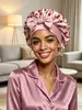 Nuevo Superventas Transfronterizo de Amazon: Gorro de ducha grande con visera ancha y cola larga para atar, con estampado de cinta, popular superventas transfronterizo