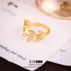 Nuevo Anillo de Rama de Olivo Estilo Chino, Diseño de Hoja Dorada Vintage de Nicho, Anillo Ajustable, Exquisito y Moderno para Mujeres