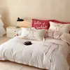 Contador sin conexión 60 algodón grueso lijado cuatro piezas algodón retro flores rotas francesas sábanas de cama otoño e invierno funda de edredón