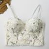 Estilo estrangeiro flor sling interior vestindo espinha de peixe top pequeno bonito estilo suave fada estilo férias bonito colete traseiro para as mulheres no verão