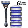 Lâminas de barbear manuais para atacado para comércio exterior, lâminas de barbear masculinas de seis lâminas, cabeças de lâmina de barbear podem ser embaladas, suportes para lâminas de barbear de reposição