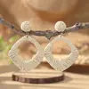 Pendientes de Aro Exagerados Únicos de Rafia, Pendientes Largos Estilo Vacaciones, Joyería Transfronteriza de Primavera, Venta al por Mayor de Pendientes