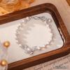 Aretes de Mariposa de Perla de Oro Real Galvanizado con Aguja de Plata S925, Aretes Femeninos y Elegantes de Gota de Agua, Collar Pequeño Fresco y Versátil