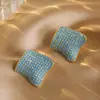 Tendência Europeia e Americana Nicho Design Simples Sense Plissado Quadrado Micro-incrustado Totalmente Diamante Brinco de Tarraxa Retrô Acessórios de Brinco Fashionable Temperamento para Mulheres