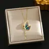 Collar Nuevo Transfronterizo Europeo y Americano de Acero de Titanio para Mujer Estilo Ins Moda Personalizada que No se Desvanece Cadena para Clavícula Joyería Trébol de Cuatro Hojas