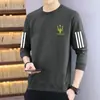 Envio RápidoNova Blusa de Moletom Solta com Gola Redonda e Manga Longa para Primavera e Outono, Camisa Básica Estampada da Moda Masculina
