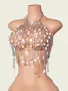 Cadena Corporal Metálica Nueva para Mujer Europea y Americana Amazon Sexy Spice Girl Malla Hueca Colgante de Concha Cadena de Sujetador Top