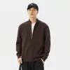 Cárdigan de punto con cremallera estilo casual, suéter para hombre con cuello alto, corte holgado, diseño de alta gama, nueva prenda exterior otoño/invierno 2026
