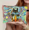 Estuche para Lápices Estilo Pintura al Óleo Transfronterizo Gran Capacidad Bolsa de Almacenamiento con Cremallera Estudiante Examen Portátil Estuche para Lápices Bolsa para Papelería Imprimible