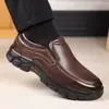 Sapatos Masculinos de Couro Macio para Idosos, Sapatos Casuais Respiráveis para Primavera e Outono para Pais de Meia-Idade e Idosos, Sapatos Impermeáveis com Solado Macio para Homens