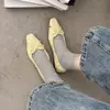 Zapatos tipo huevo súper suaves 360 grados flexibles de oveja completa, colección otoño 2026, punta cuadrada, corte bajo, piel genuina, moño, suela suave para mujer