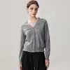 Cardigã de Renda e Caxemira 2026 Outono Novo Feminino Gola V Franja Base Elegante de Botão Único Roupa Externa Quente