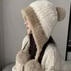 Nuevo Gorro Lindo Estilo Coreano de Tres Bolas para Otoño e Invierno con Forro Polar Grueso Cálido de Punto para Ciclismo Protección para los Oídos Pasamontañas a Prueba de Viento
