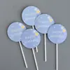 Conejo Azul Decoración de Mesa de Postres Inserto para Pastel Luna Llena del Bebé Cumpleaños 100 Pegatina para Empujar Pudín