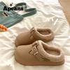 Nueva Ropa Exterior Impermeable de Eva con Forro Cálido de Lana Pantuflas de Algodón Birkenstock para Mujer Invierno 2025 Pantuflas Peludas de Suela Gruesa Modernas