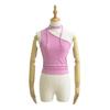 Sentido del Diseño Puro Sexy Spice Girl Un Hombro Tejido Sling para Mujer Cuello con Cordones Cintura Plisada Adelgazante Chaleco Interior