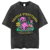 2025 Nuevo Modelo Comercio Exterior Marca Independiente Holgada y Cómoda Retro Y2K Anime Unisex Camiseta Lavada Adulto Camiseta Corta