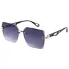 Nuevas Gafas de Sol Sin Marco para Hombre Europeas y Americanas Metal Cortado Transfronterizas Cuadradas Elegantes Y2K Gafas de Sol al por Mayor para Mujer al por Mayor