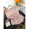 Colete Tricotado Feminino com Gola Redonda e Recortes Estilo Coreano, Novo Estilo Verão 2026, Caimento Solto, Ajuste na Cintura, Para Usar em Camadas, Top Base Estiloso