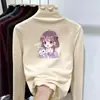 Ropa Nueva de Otoño e Invierno para Niñas, Camiseta Base de Manga Larga para Niños con Cuello Semi-Alto y Borde de Oreja de Felpa, Top Elegante para Llevar por Debajo