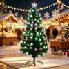 Árbol de Navidad de fibra óptica más vendido transfronterizo con luces de colores, adornos transparentes de cinco estrellas, decoración navideña, arreglo de escena festiva