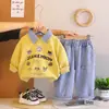 Conjunto para Meninos 2026 Novo Primavera e Outono Moletom Estiloso com Gola Dupla Conjunto de Duas Peças Roupa Infantil da Moda Atacado