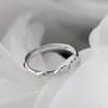 Nafoge Joyería de Plata al por Mayor Anillo de Plata Simple de Moda con Apertura de Hoja Anillo Completo para Mujer de Plata de Ley 925