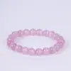 Boting Piedra Ojo de Gato Rosa Natural Pulsera de Perlas Redondas de Cristal Cristal Rosa de Madagascar Pulsera para Mujer Venta al por Mayor