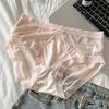 Doce Estilo Japonês, Leve, Calcinhas Sem Costura com Renda de Malha, Sem Costura, Antibacteriano, Roupa Íntima Feminina Confortável