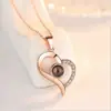 Colar de projeção cem línguas feminino moda coreana simples corrente para clavícula de memória de amor pingente em forma de coração de amor atacado