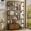 Estantería Antigua de Bambú Estilo Chino Nuevo para Exhibición de Juegos de Té y Productos de Té, Estantería para Sala de Estar, Gabinete de Ornamentos Antiguos