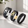 Pulsera Estilo Retro Símbolo Infinito para Hombre Acero Inoxidable Cuerda de Cuero Pulsera Trenzada Multicapa Regalo del Día del Padre