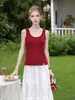 Camisola acanalada de color liso para mujer Tongyuan para verano, adecuada como prenda exterior, top base sin mangas con un toque de alta gama
