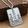 Al por mayor de fábrica colgante de plata pura S999 ancho para hombre mantra Daming moda etiqueta de plata de ley plata tailandesa vintage colgante grande