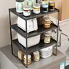 Estante de almacenamiento para encimera de cocina, soporte para ollas extensible, estante de almacenamiento multifuncional para microondas y olla arrocera para el hogar