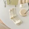 Calcetines para Mujer Primavera y Otoño Estilo Japonés Calcetines de Media Caña Color Macarrón Crema Estilo Académico Ropa Dopamínica con Etiqueta de Tela Calcetines Apilados